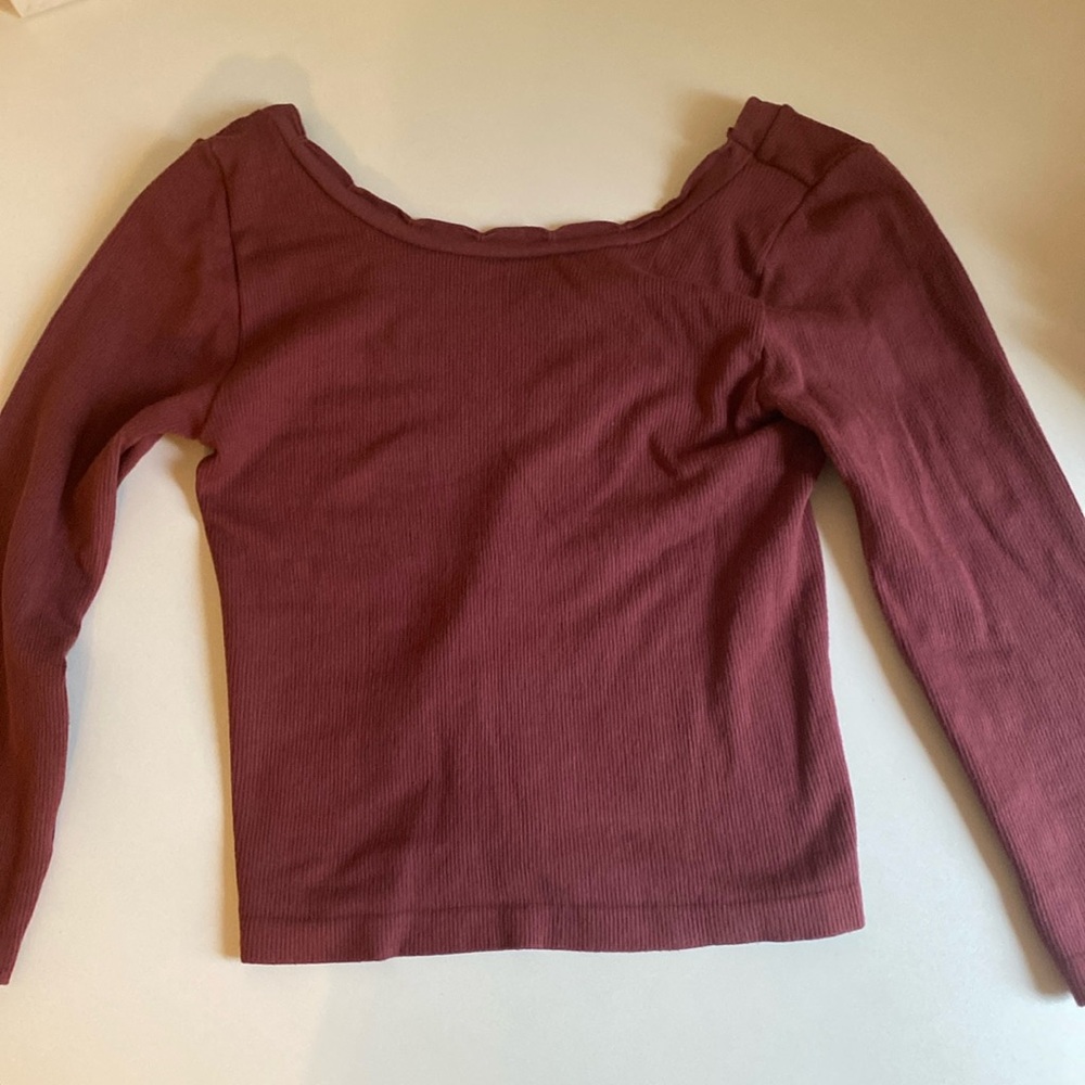 Maroon mid sleeve top from anthropologie